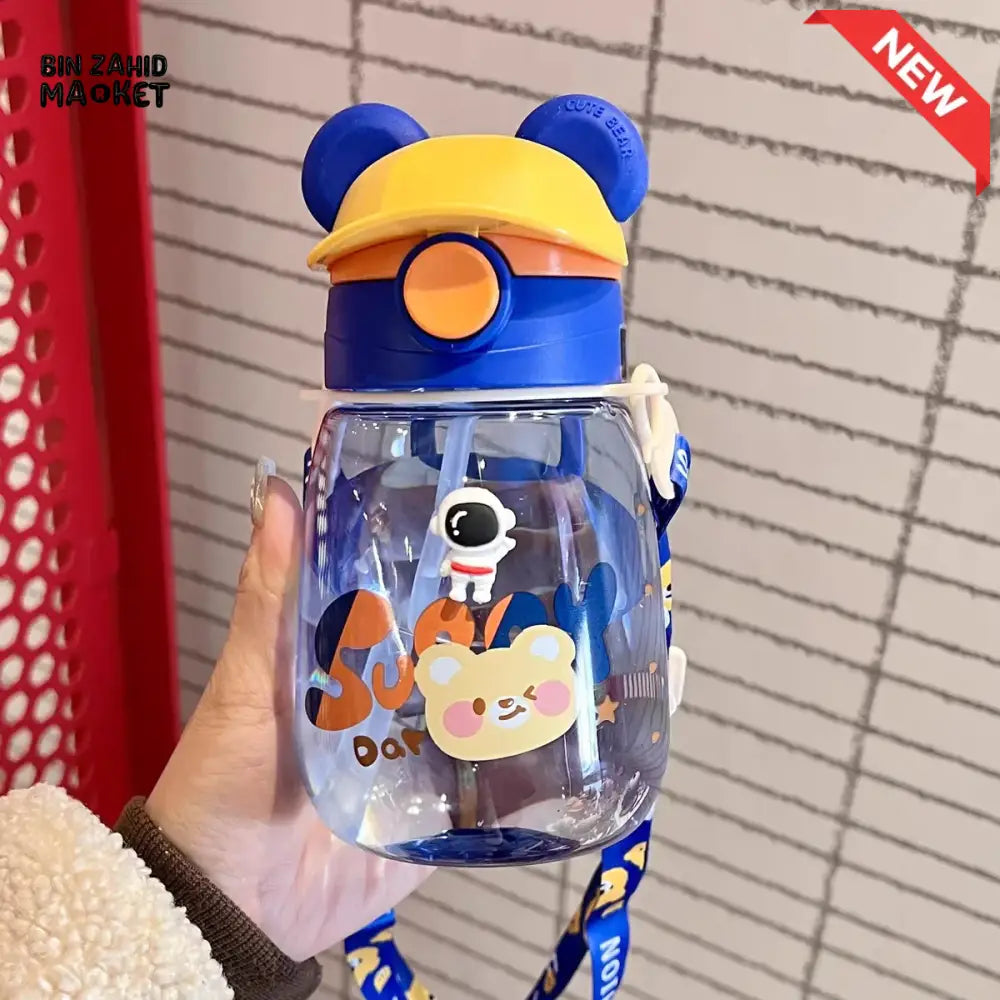 CHILDREN STRAW WATER BOTTLE 550ML – PORTABLE PLASTIC CUP FOR SCHOOL