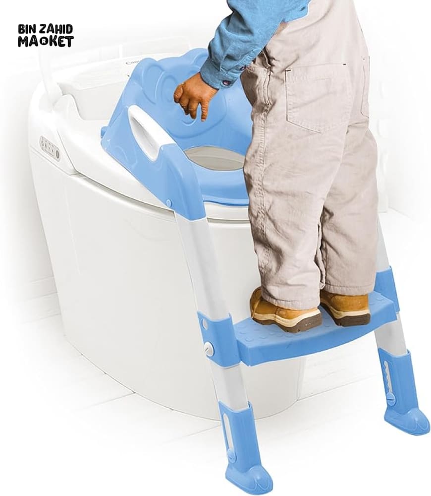 CHILDREN'S TOILET LADDER CHAIR – TODDLER TRAINING SEAT FOR BOYS & GIRLS WITH NON-SLIP STEPS - BLUE