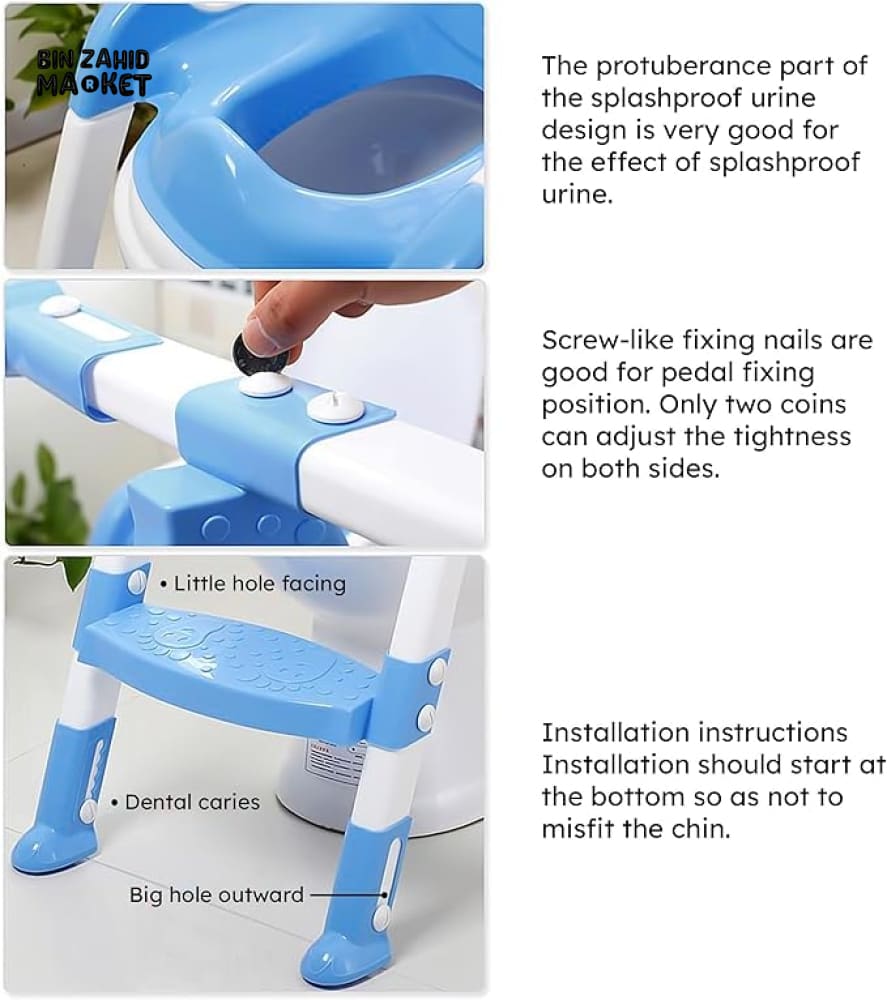 CHILDREN'S TOILET LADDER CHAIR – TODDLER TRAINING SEAT FOR BOYS & GIRLS WITH NON-SLIP STEPS - BLUE