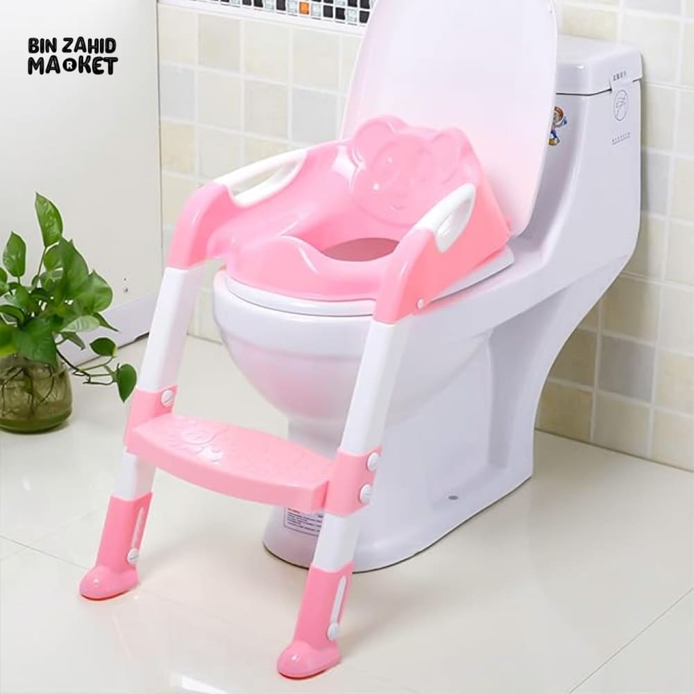 CHILDREN'S TOILET LADDER CHAIR – TODDLER TRAINING SEAT FOR BOYS & GIRLS WITH NON-SLIP STEPS - PINK