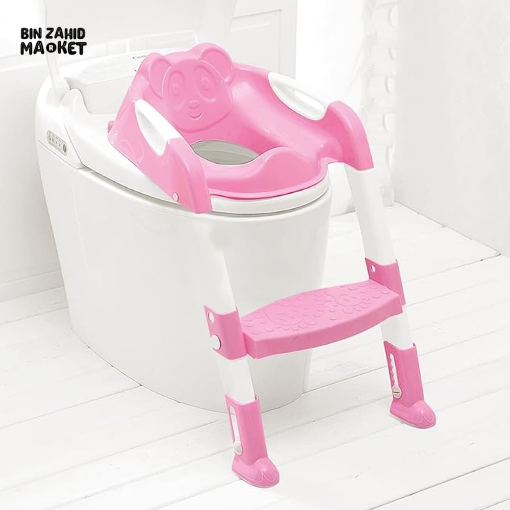 CHILDREN'S TOILET LADDER CHAIR – TODDLER TRAINING SEAT FOR BOYS & GIRLS WITH NON-SLIP STEPS - PINK