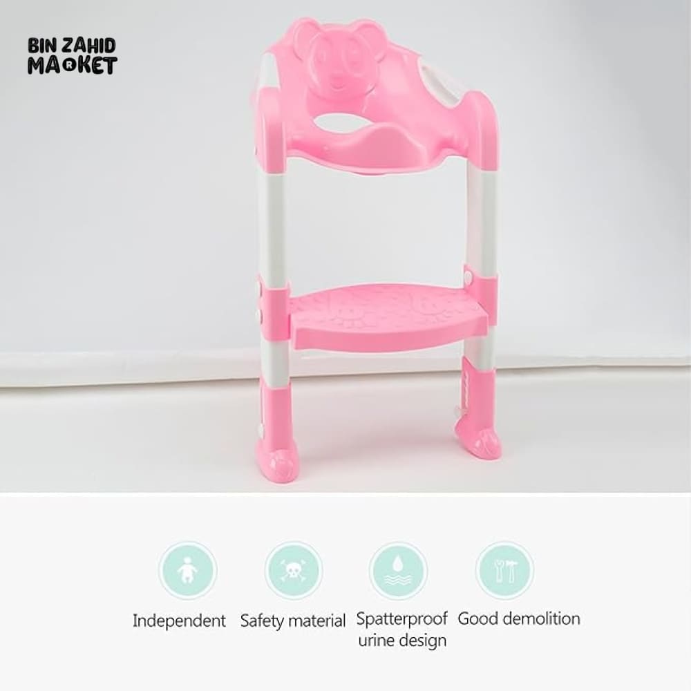 CHILDREN'S TOILET LADDER CHAIR – TODDLER TRAINING SEAT FOR BOYS & GIRLS WITH NON-SLIP STEPS - PINK