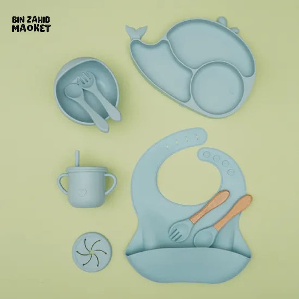 Silicone Utensil/Feeding Set Blue Whale