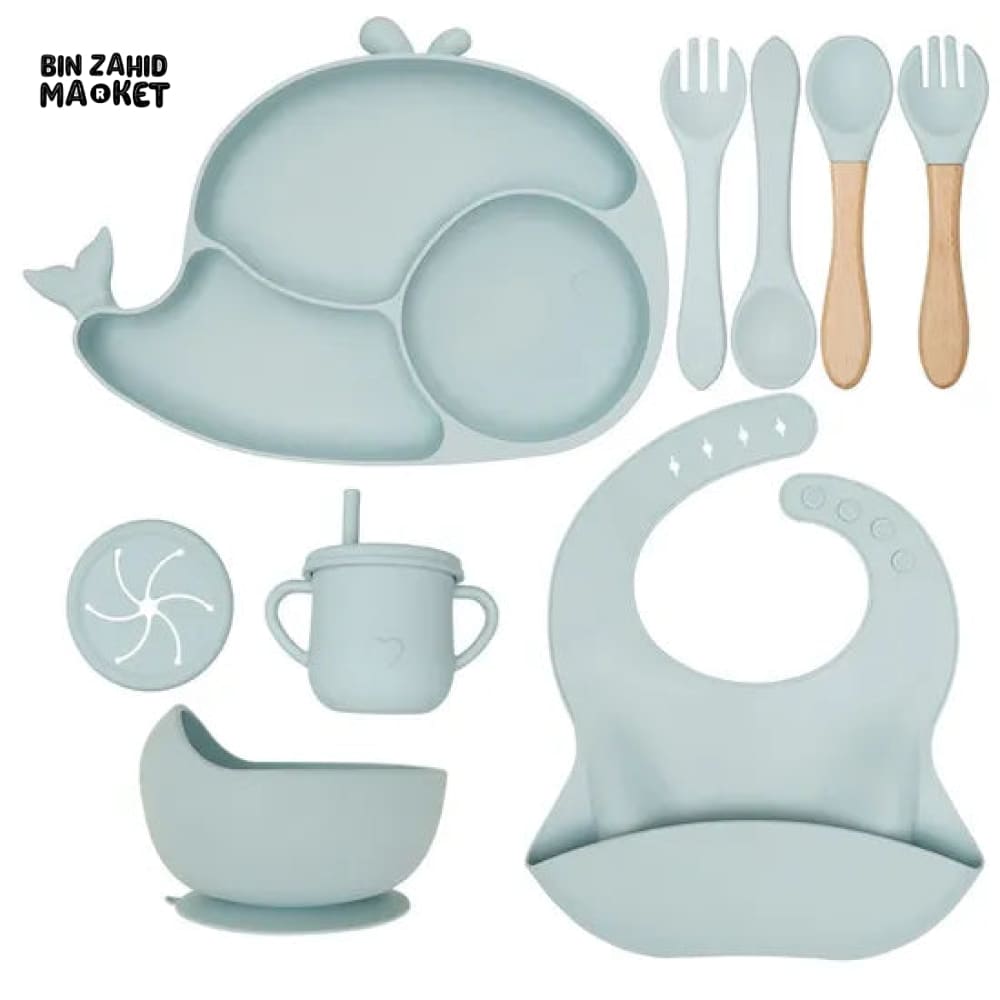 Silicone Utensil/Feeding Set Blue Whale