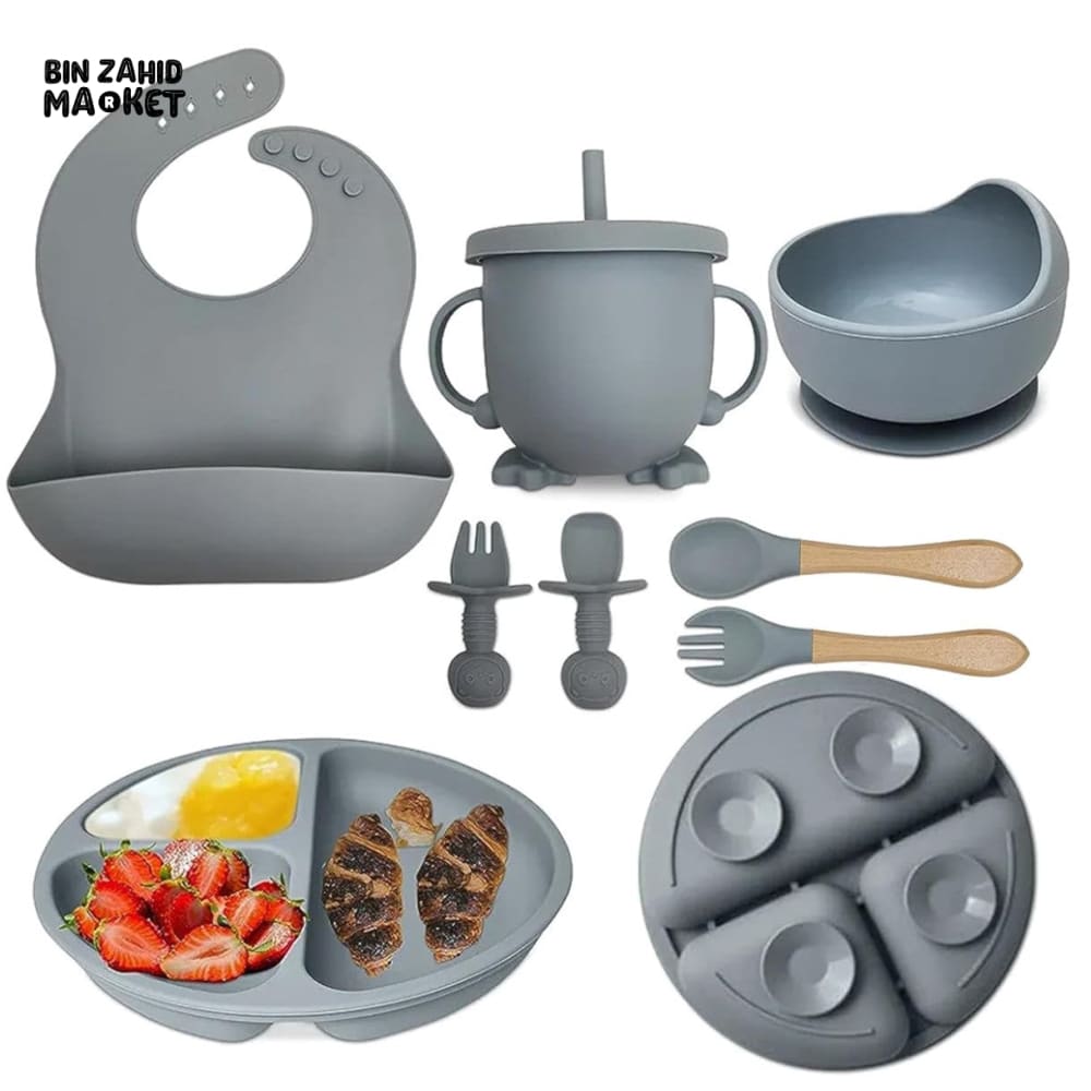 Silicone Utensil/Feeding Set Grey