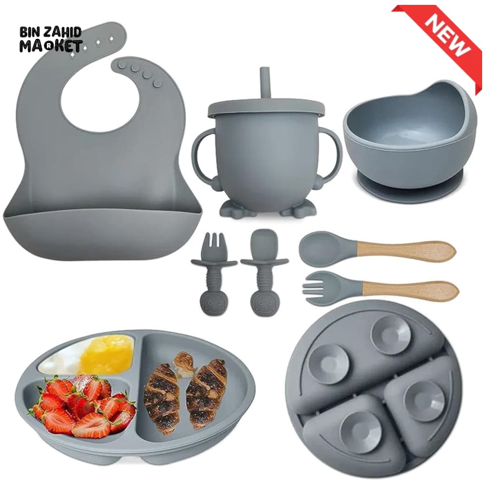 Silicone Utensil/Feeding Set Grey