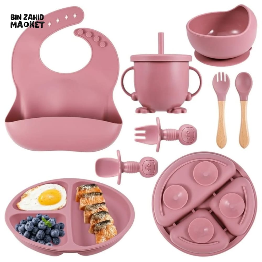 Silicone Utensil/Feeding Set Mahroon