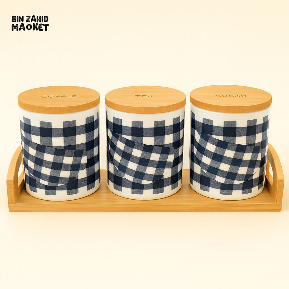 Classic Checkered Ceramic Jar Set