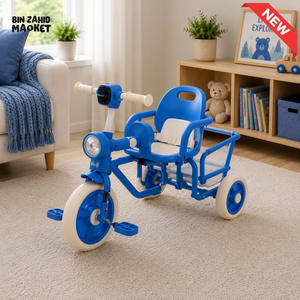 CLASSIC KIDS PEDAL TRICYCLE WITH BASKET - BLUE