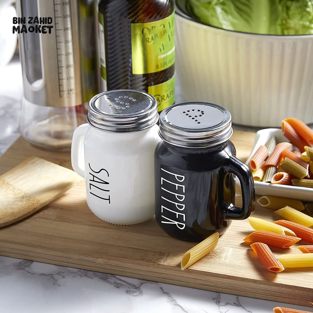 CLASSIC VINTAGE GLASS SALT AND PEPPER SHAKERS – 2-PIECE SET FOR KITCHEN TABLE & DINING
