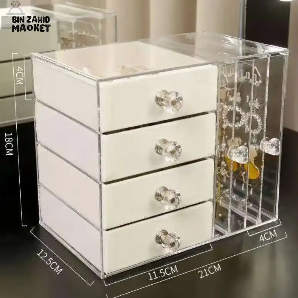 CLEAR ACRYLIC 3-LAYER JEWELRY ORGANIZER – EARRING & RING STORAGE BOX FOR DRESSING TABLE (Copy)