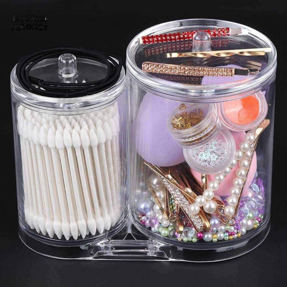 CLEAR MAKEUP STORAGE BOX – COTTON SWAB & COTTON PAD ORGANIZER