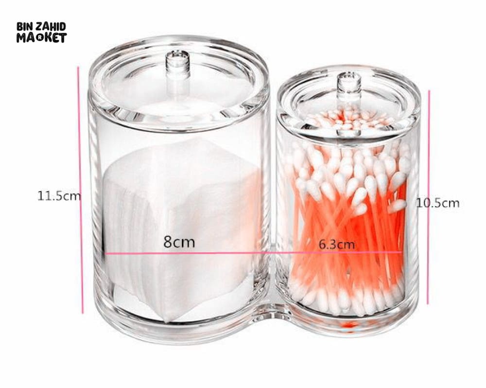 CLEAR MAKEUP STORAGE BOX – COTTON SWAB & COTTON PAD ORGANIZER
