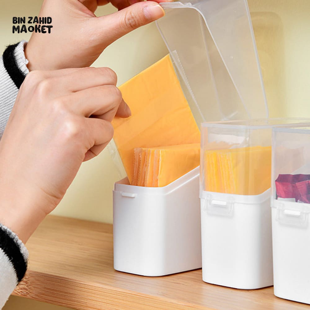 CLEAR PLASTIC FOOD STORAGE CONTAINER – FRIDGE ORGANIZER FOR CHEESE SPICES & COSMETIC SAMPLES
