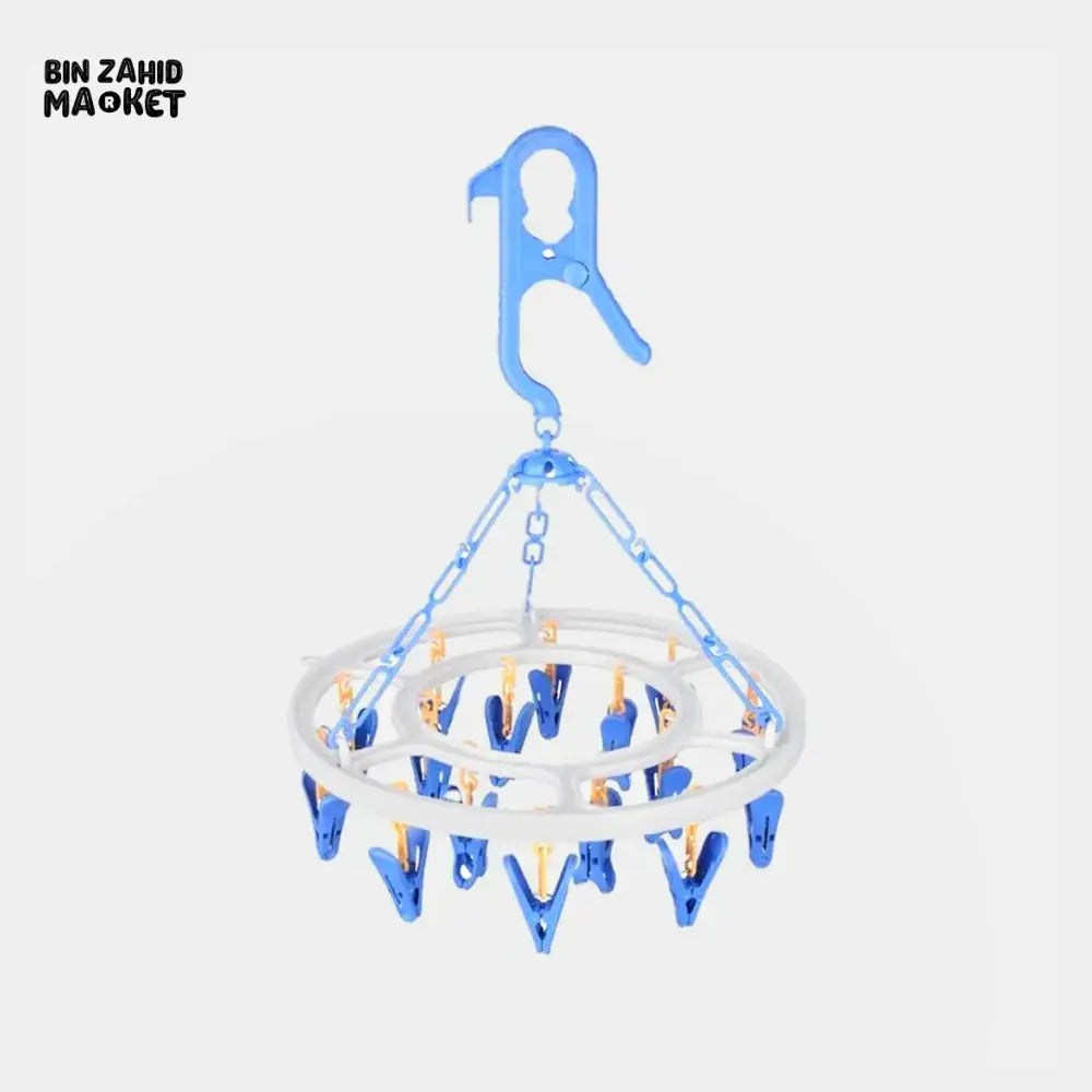 CLOTH HANGER WITH 18 CLIPS FOLDABLE MULTI - PURPOSE DRYING RACK