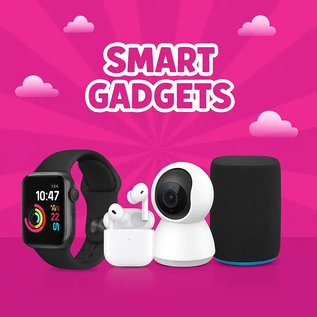 A collection of modern smart gadgets.