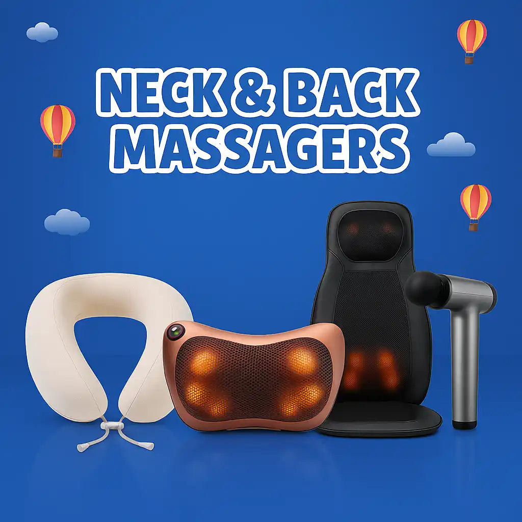 A collection of neck and back massagers.