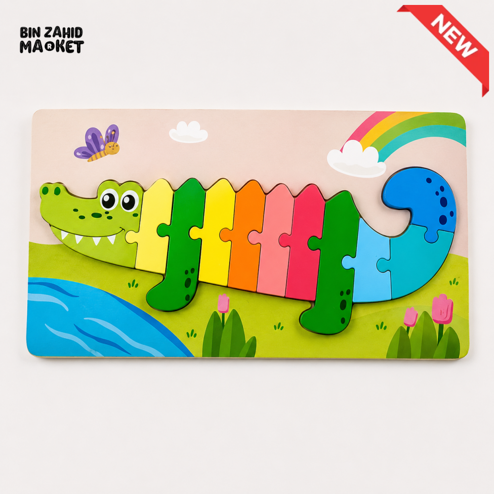COLORFUL CROCODILE WOODEN JIGSAW PUZZLE TOY