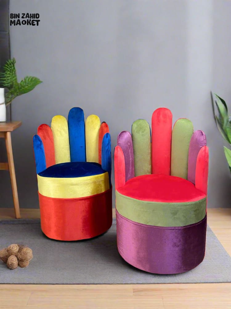 COLORFUL FINGER SOFA CHAIR STOOL FUN & COMFY SEAT FOR KIDS & ADULTS - RED