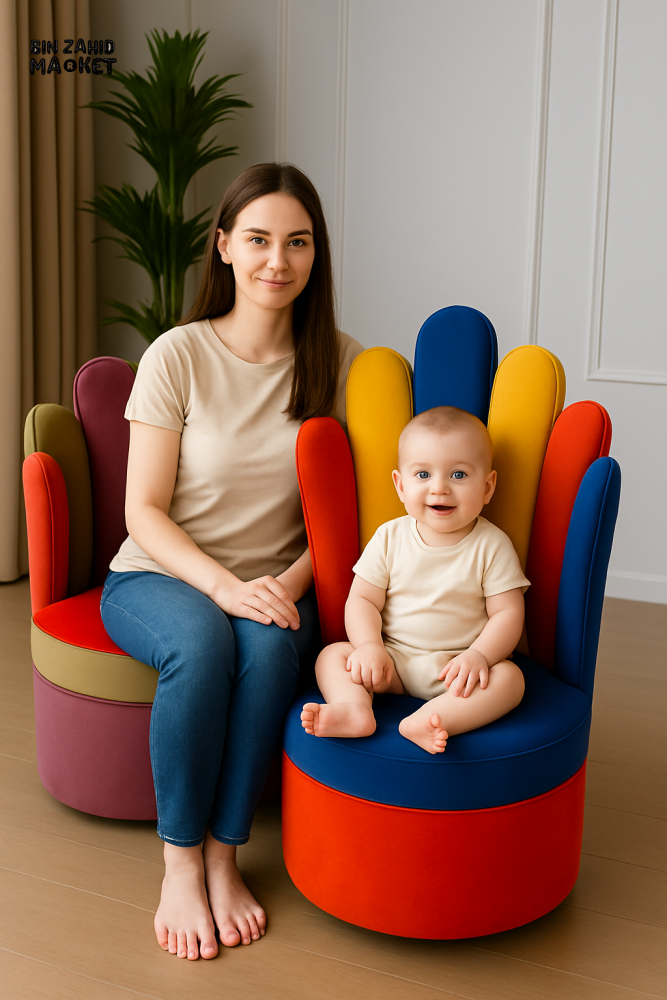 COLORFUL HAND-SHAPED KIDS ARMCHAIR – FUN & COMFY TODDLER SEAT FOR PLAYROOM OR BEDROOM