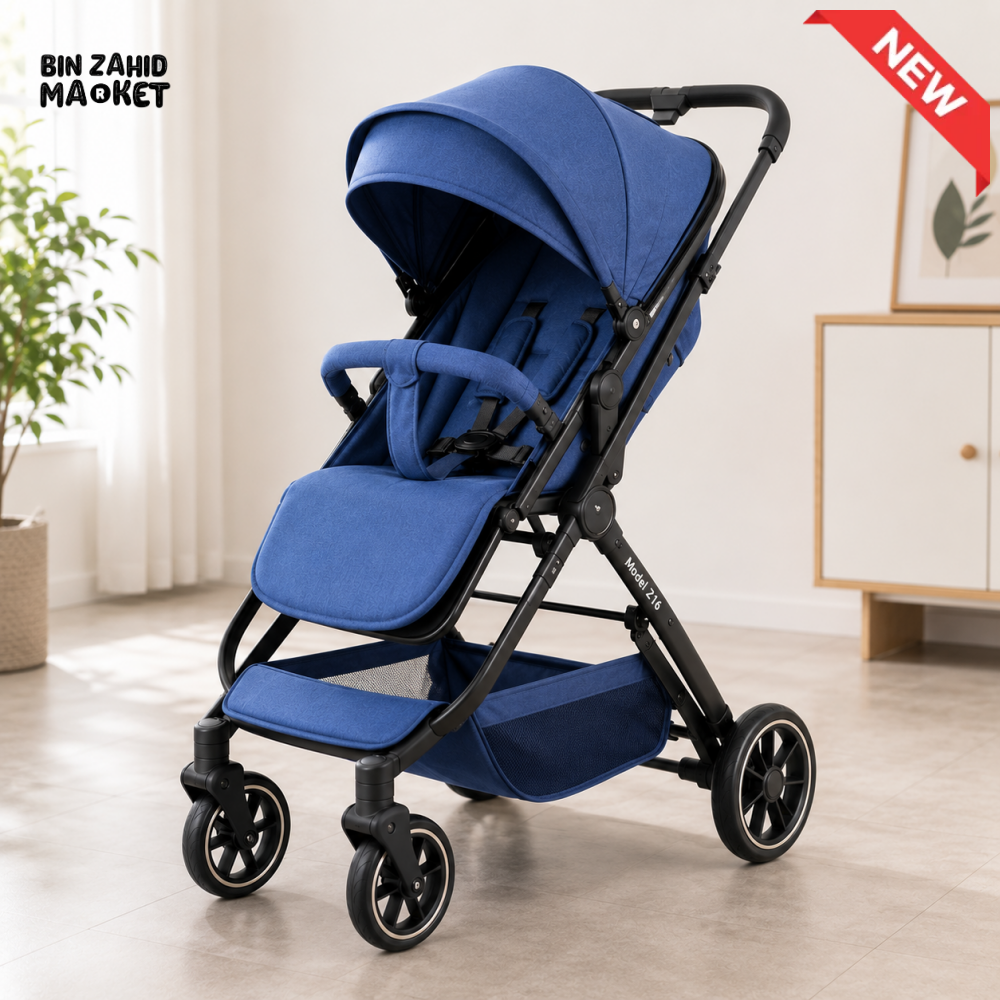 COMPACT LUXURY BABY STROLLER - BLUE
