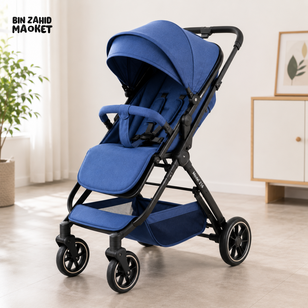 COMPACT LUXURY BABY STROLLER - BLUE