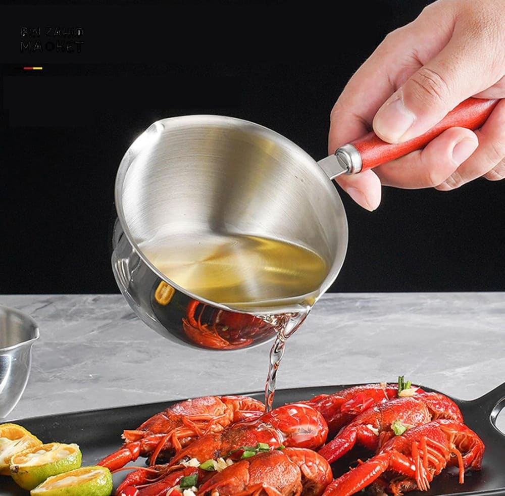 COMPACT STAINLESS STEEL SOUP WARMER – 300ML WITH LONG HANDLE