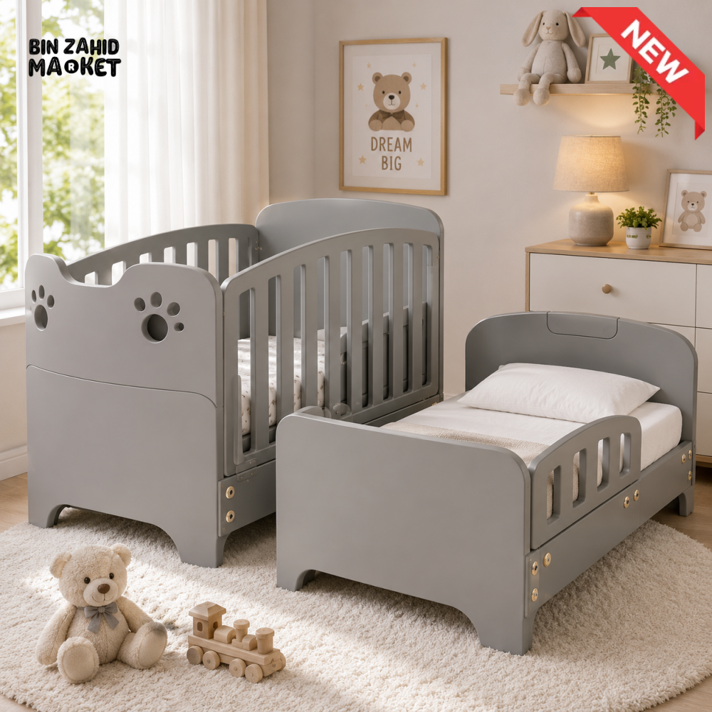 CONVERTIBLE WOODEN BABY CRIB BED