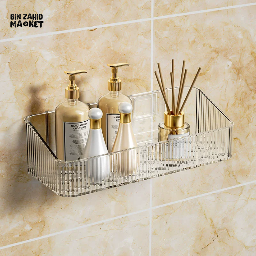 CORNER WALL-MOUNTED COSMETIC RACK – NO-DRILL BATHROOM ORGANIZER FOR AC