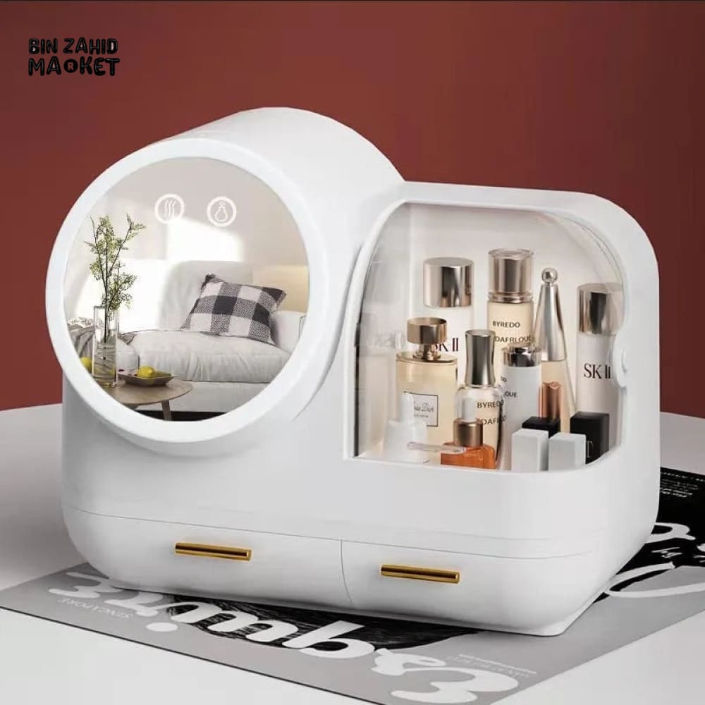 COSMETIC ORGANIZER WITH FAN & LED MIRROR