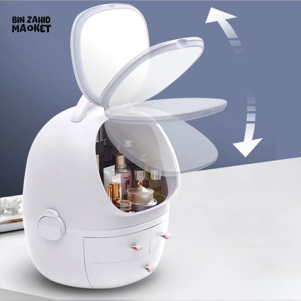COSMETIC ORGANIZER WITH LED LIGHT MIRROR