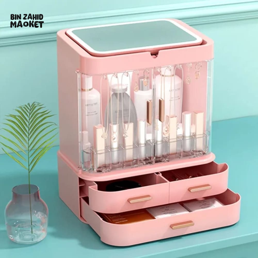 COSMETIC STORAGE BOX WITH MIRROR LED LIGHT
