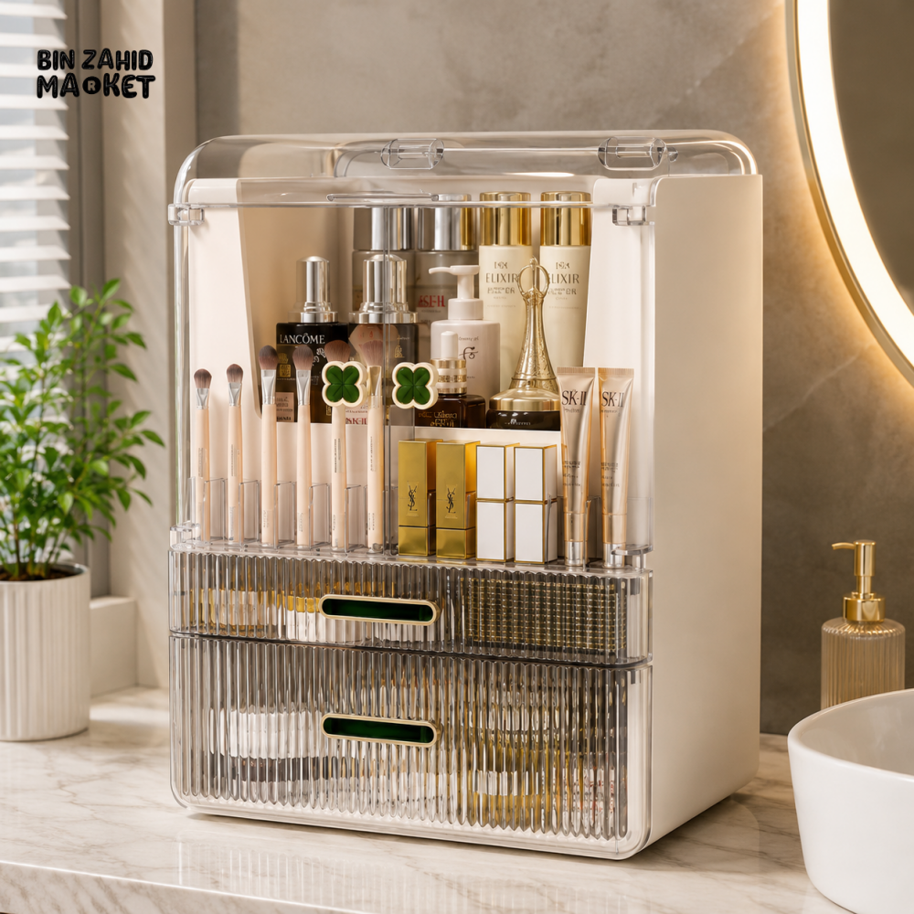 COSMETIC STORAGE ORGANIZER WITH DUSTPROOF COVER