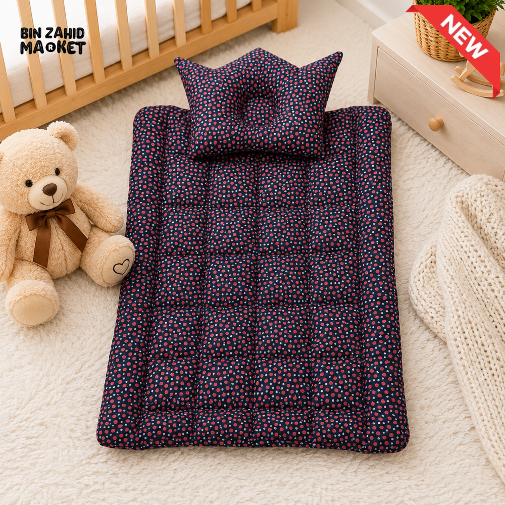 COTTON POLYESTER BABY BEDDING SET WITH CROWN PILLOW