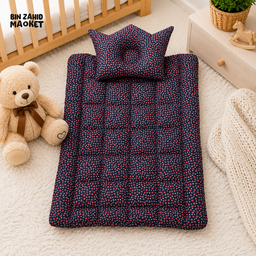 COTTON POLYESTER BABY BEDDING SET WITH CROWN PILLOW