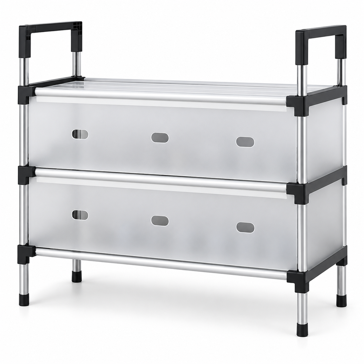 Covered Shoe Organizer Rack – 3 Layers – Primary white studio