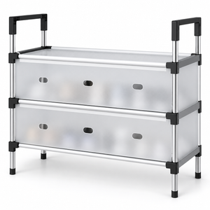 Covered Shoe Organizer Rack – 3 Layers – Alternative white studio