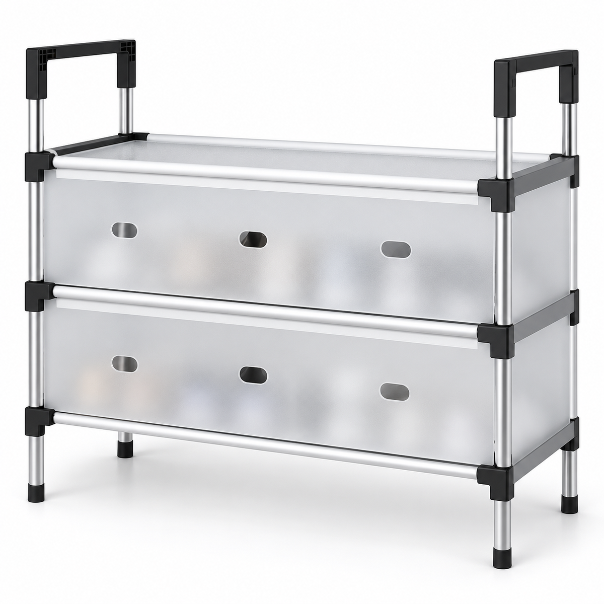 Covered Shoe Organizer Rack – 3 Layers – Alternative white studio