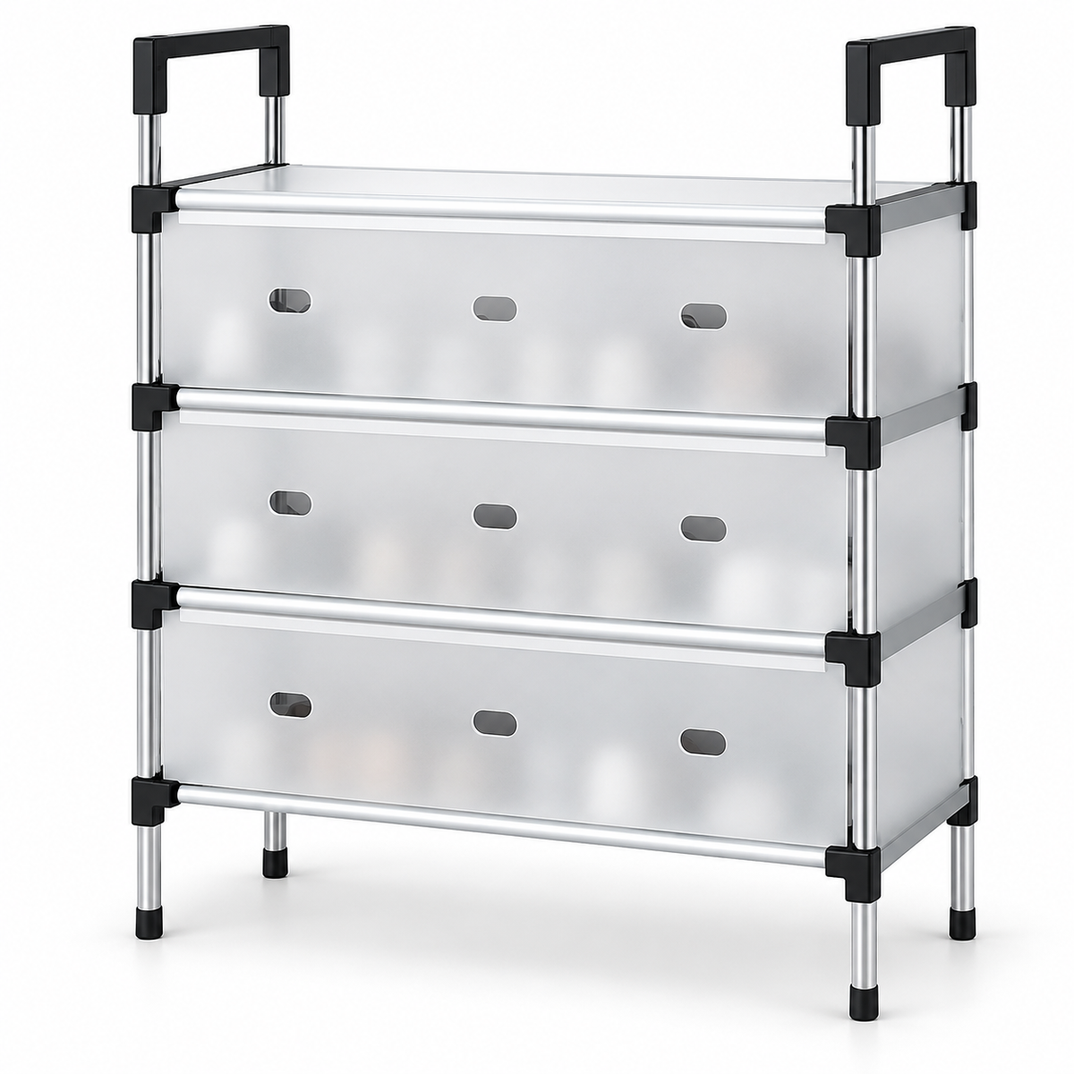 Covered Shoe Organizer Rack – 4 Layers – Primary white studio