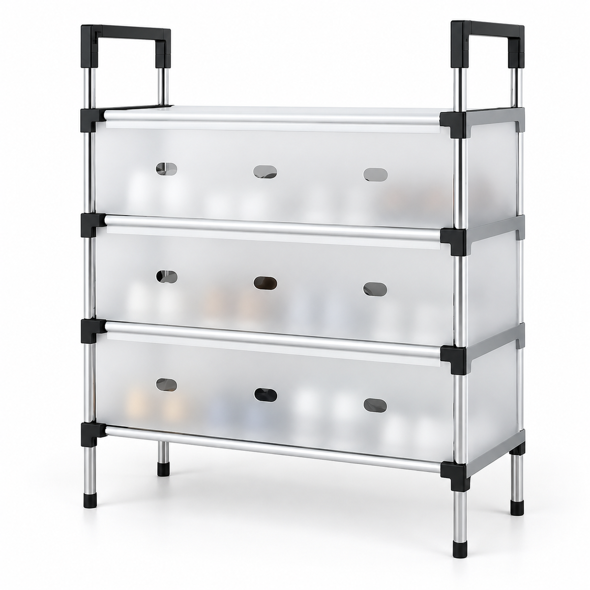 Covered Shoe Organizer Rack – 4 Layers – Alternative white studio