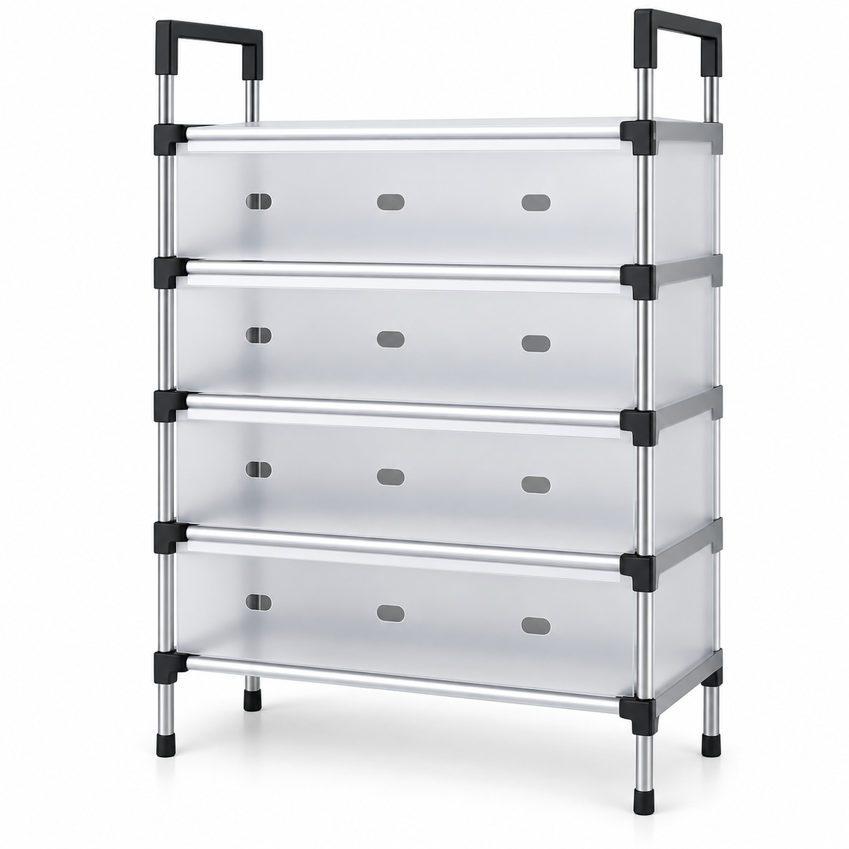 Covered Shoe Organizer Rack – 5 Layers – Primary white studio