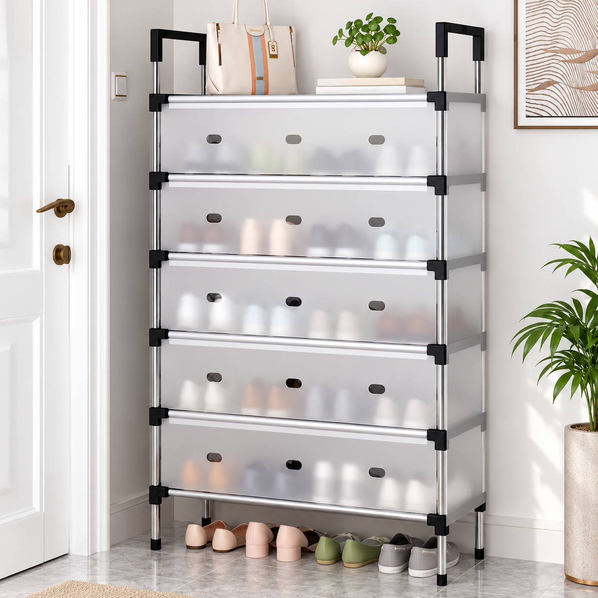 Covered Shoe Organizer Rack – 6 Layers – Lifestyle