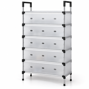 Covered Shoe Organizer Rack – 6 Layers – Alternative white studio