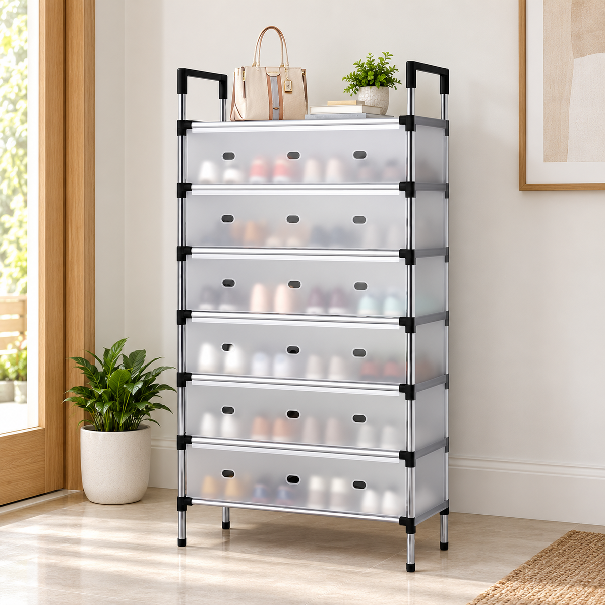 Covered Shoe Organizer Rack – 7 Layers – Lifestyle