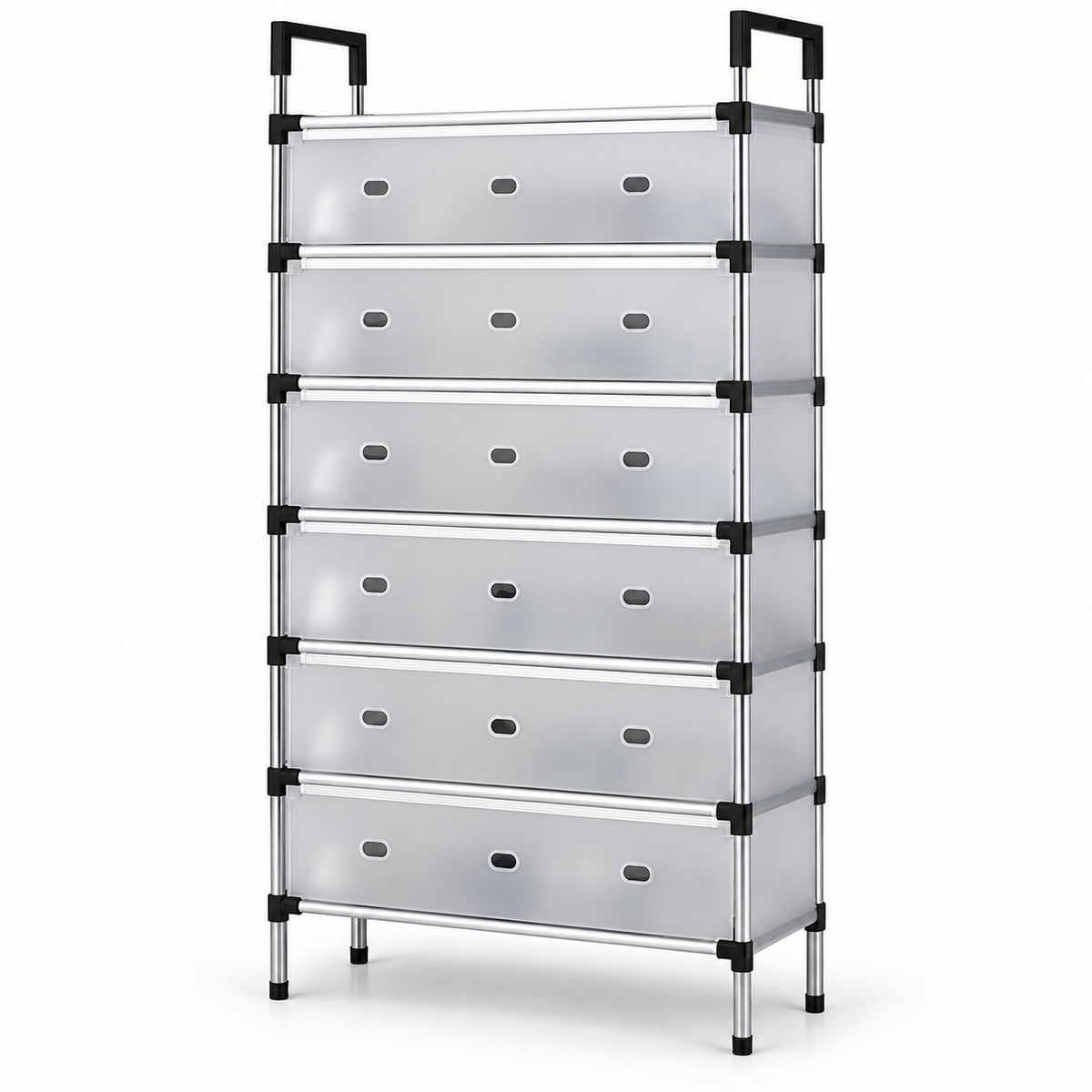 Covered Shoe Organizer Rack – 7 Layers – Primary white studio