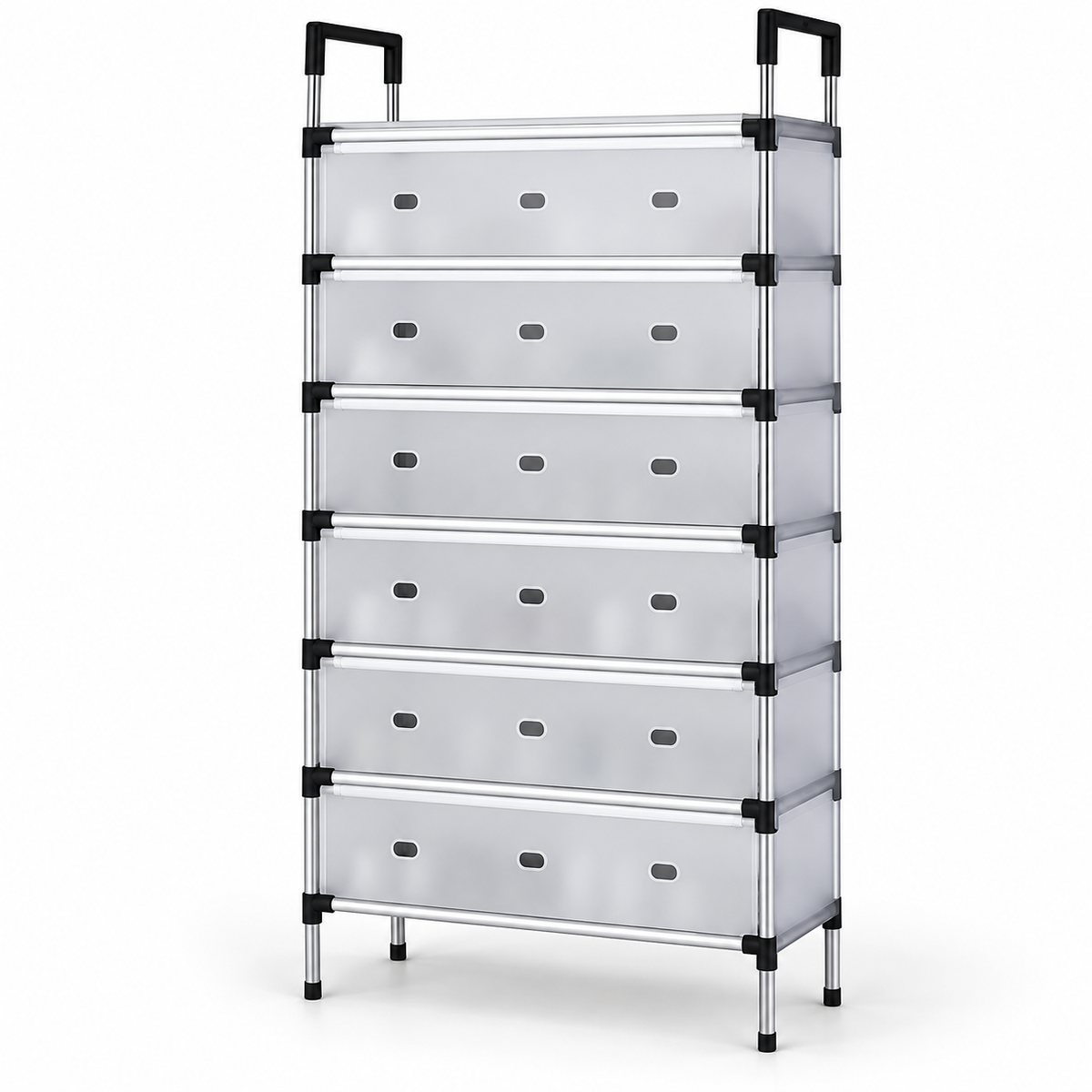 Covered Shoe Organizer Rack – 7 Layers – Alternative white studio
