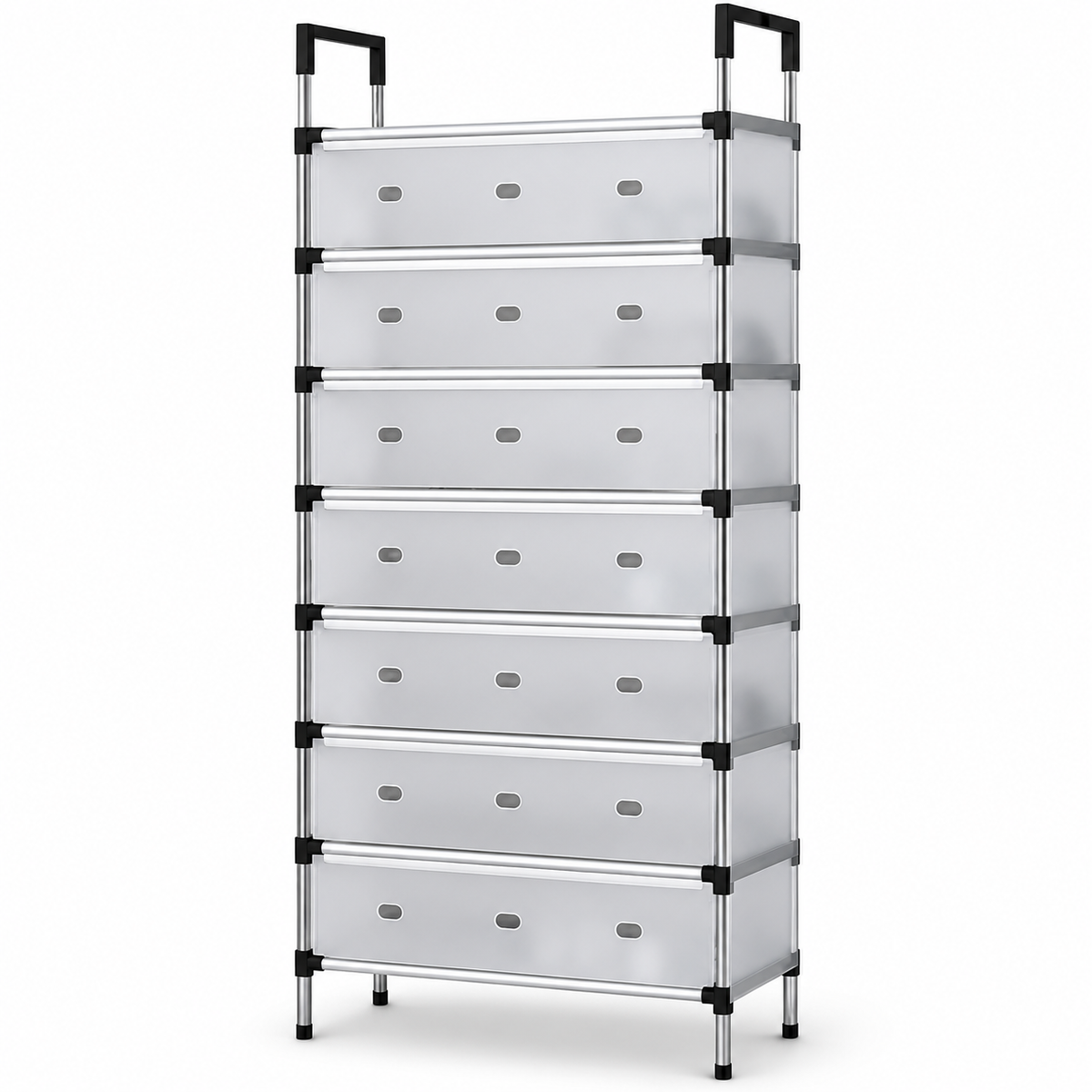 Covered Shoe Organizer Rack – 8 Layers – Primary white studio