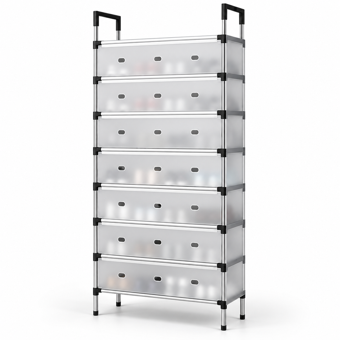 Covered Shoe Organizer Rack – 8 Layers – Alternative white studio