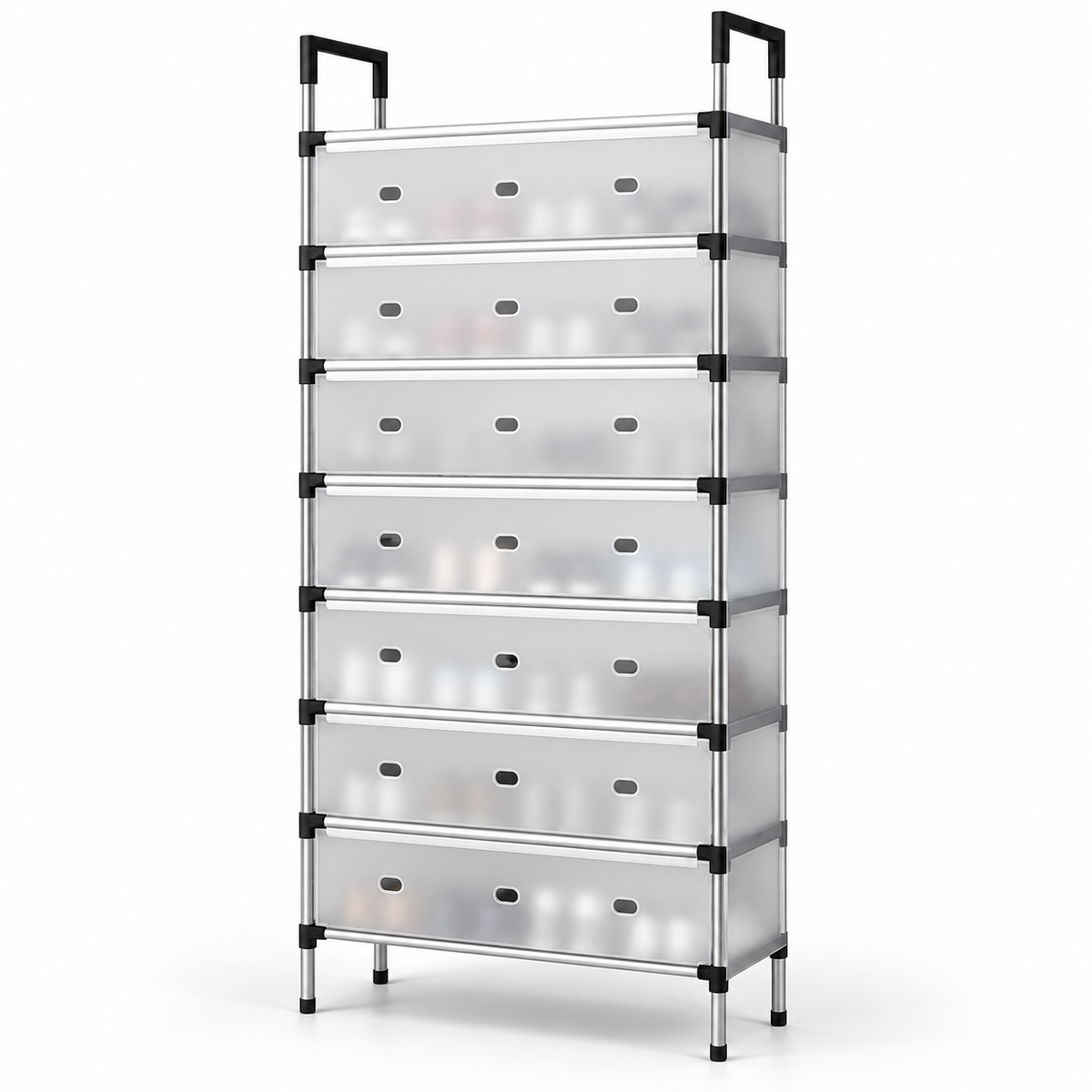 Covered Shoe Organizer Rack – 8 Layers – Alternative white studio