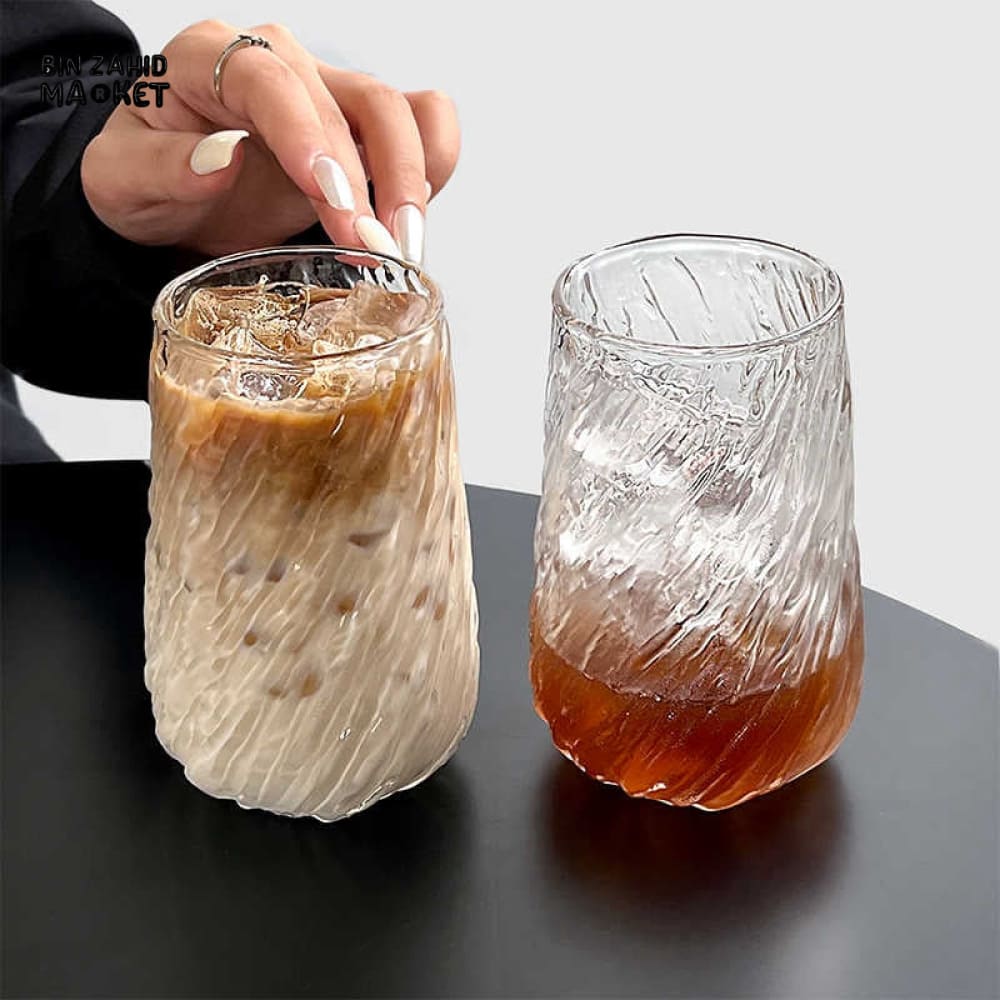 CREATIVE FROZEN ICE DESIGN GLASS CUP ELEGANT TEA & COFFEE MUG PREMIUM TRANSPARENT GLASS WITH BOX PACKING